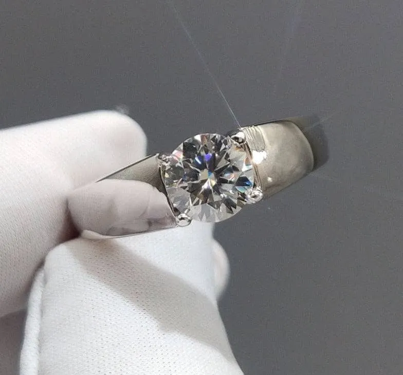 6.5mm 1 Carat Round Cut Diamond Mens Ring