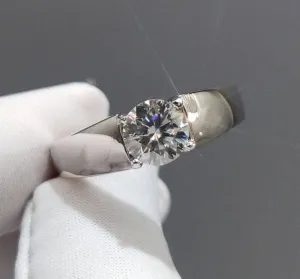 6.5mm 1 Carat Round Cut Diamond Mens Ring