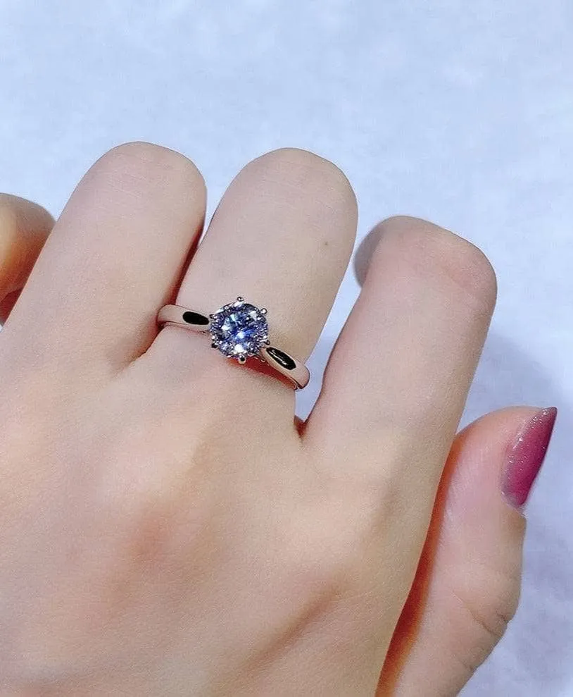 6.5MM 1.0 Carat Classic Round Cut Diamond Engagement Ring