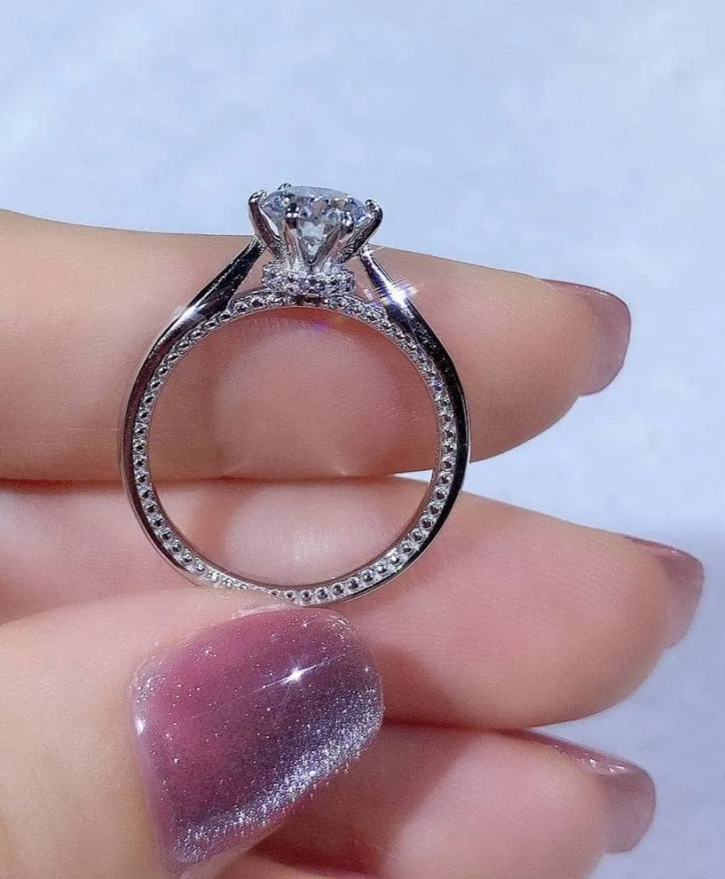 6.5MM 1.0 Carat Classic Round Cut Diamond Engagement Ring