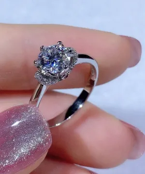 6.5MM 1ct Round Cut 6 Prong Diamond Ring