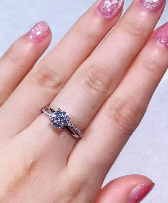 6.5mm 1ct Round Cut Diamond Cross Design Engagement Ring