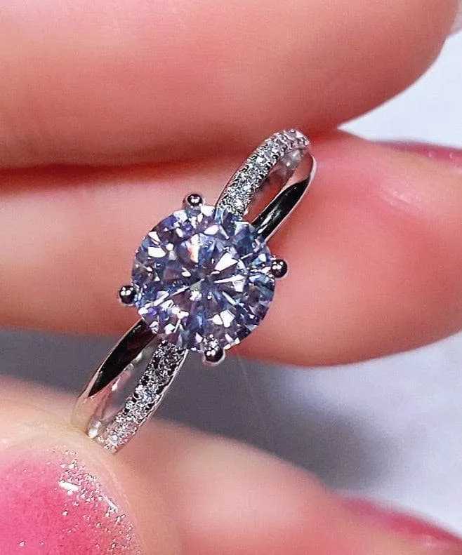 6.5mm 1ct Round Cut Diamond Cross Design Engagement Ring