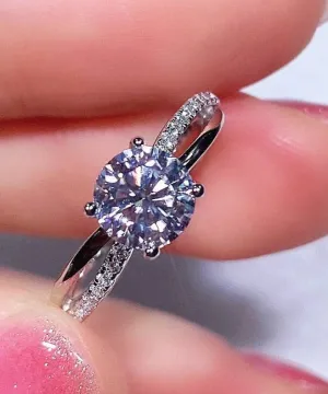 6.5mm 1ct Round Cut Diamond Cross Design Engagement Ring