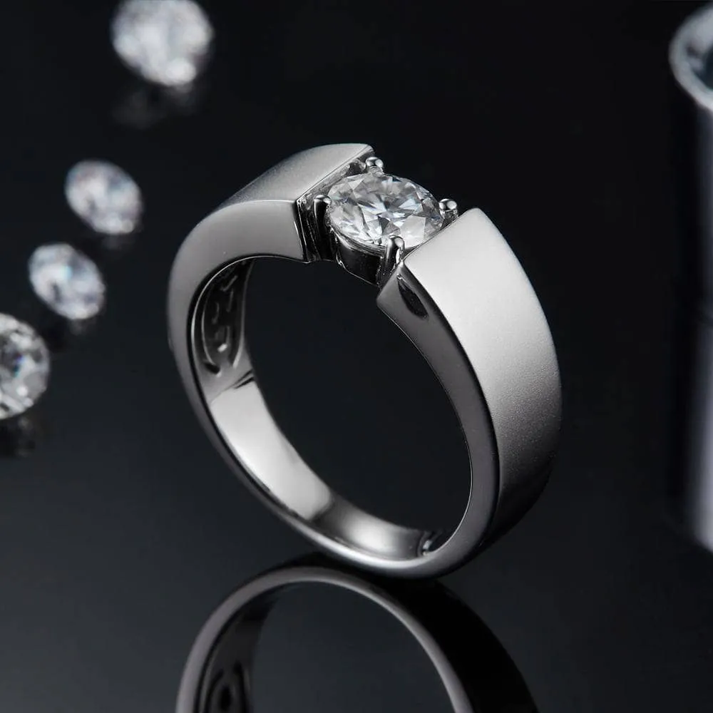 6.5mm Round Diamond Antique Men's Ring