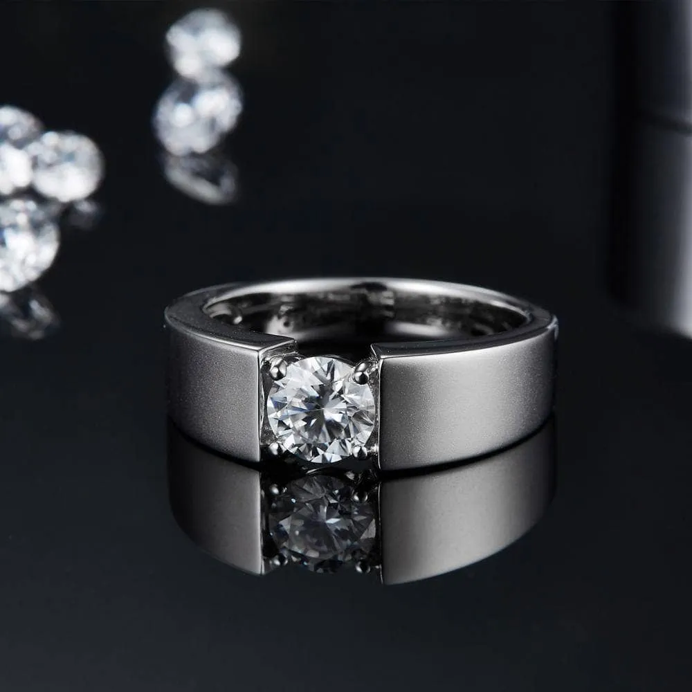 6.5mm Round Diamond Antique Men's Ring