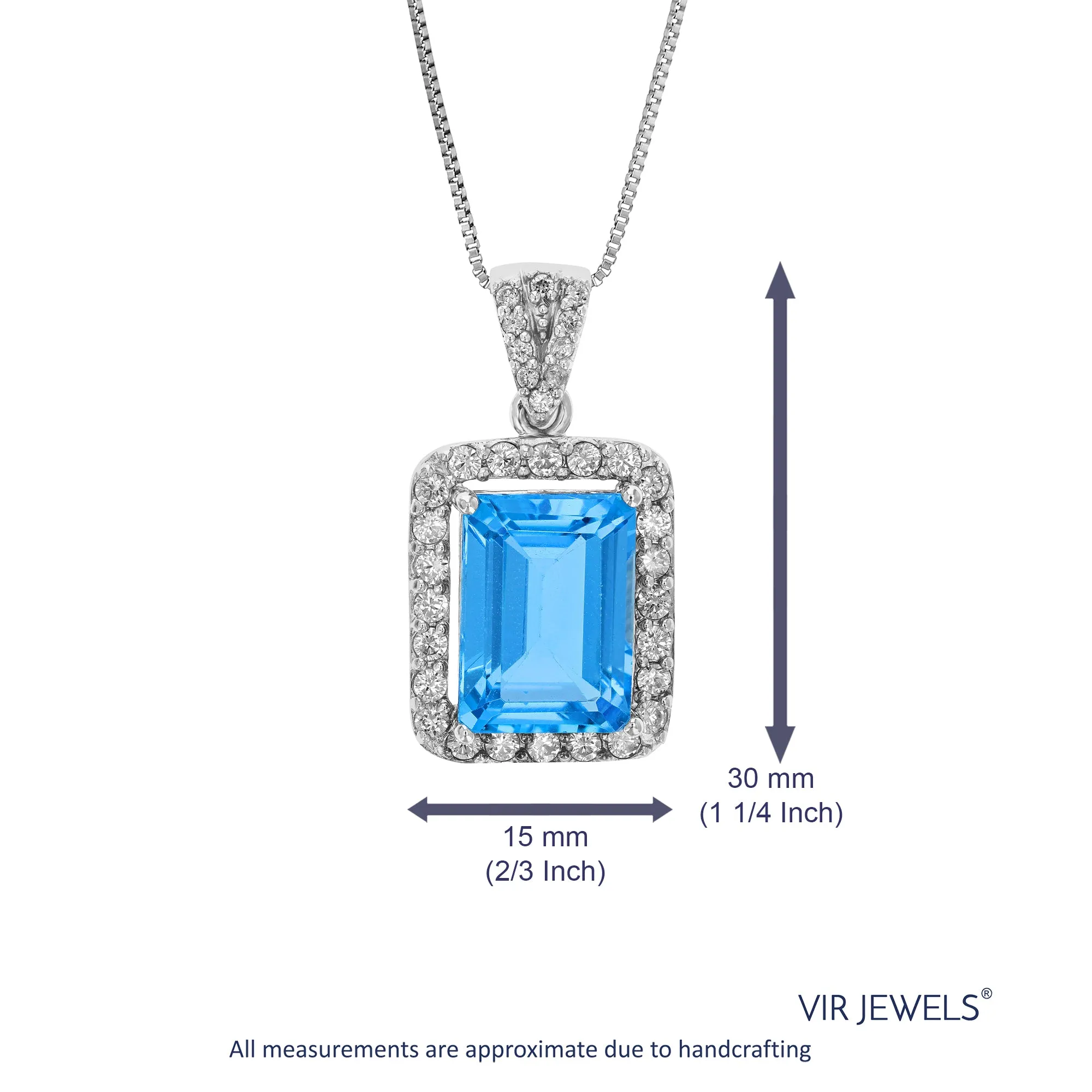 7 cttw Pendant Necklace, Blue Topaz Pendant Necklace for Women in .925 Sterling Silver with 18 Inch Chain, Prong Setting