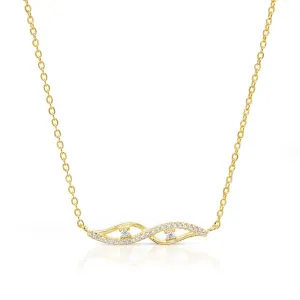 925 Sterling Silver Gold Plated Micro Pave Infinity Love Bar Necklace