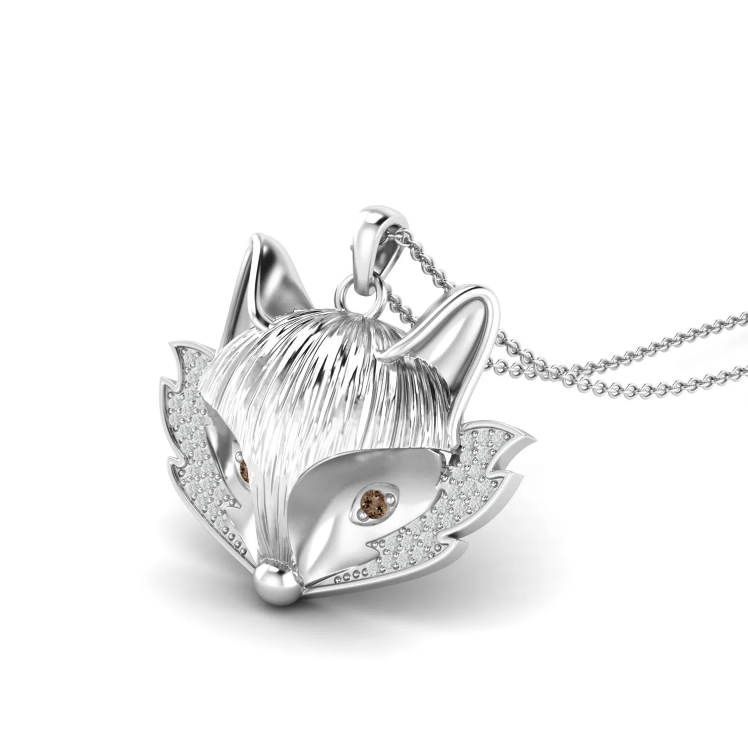 925 Sterling Silver Necklace For Women Unique Fox Animal Charm Pendant Wedding Gift