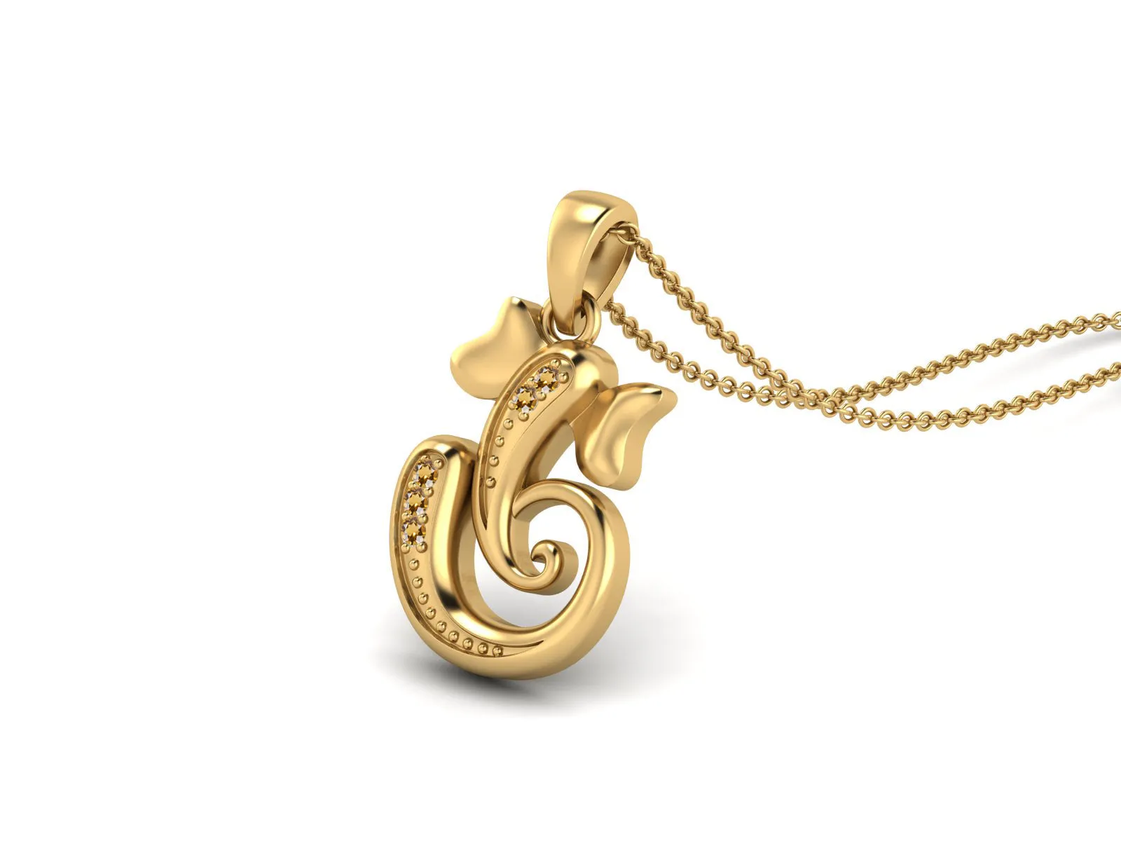 925 Sterling Silver Round Citrine Hindu Religious Ganesh Necklace Men Women Necklace Pendant
