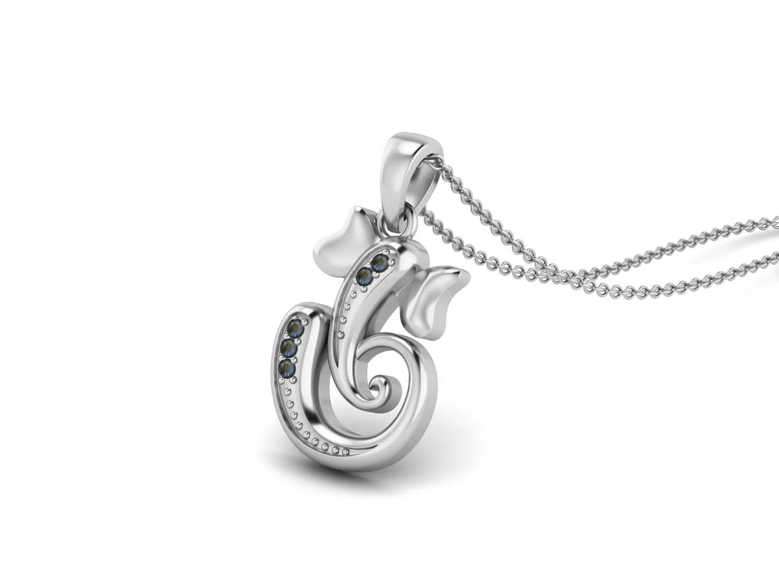 925 Sterling Silver Round Labradorite Hindu Religious Ganesh Necklace Men Women Necklace Pendant