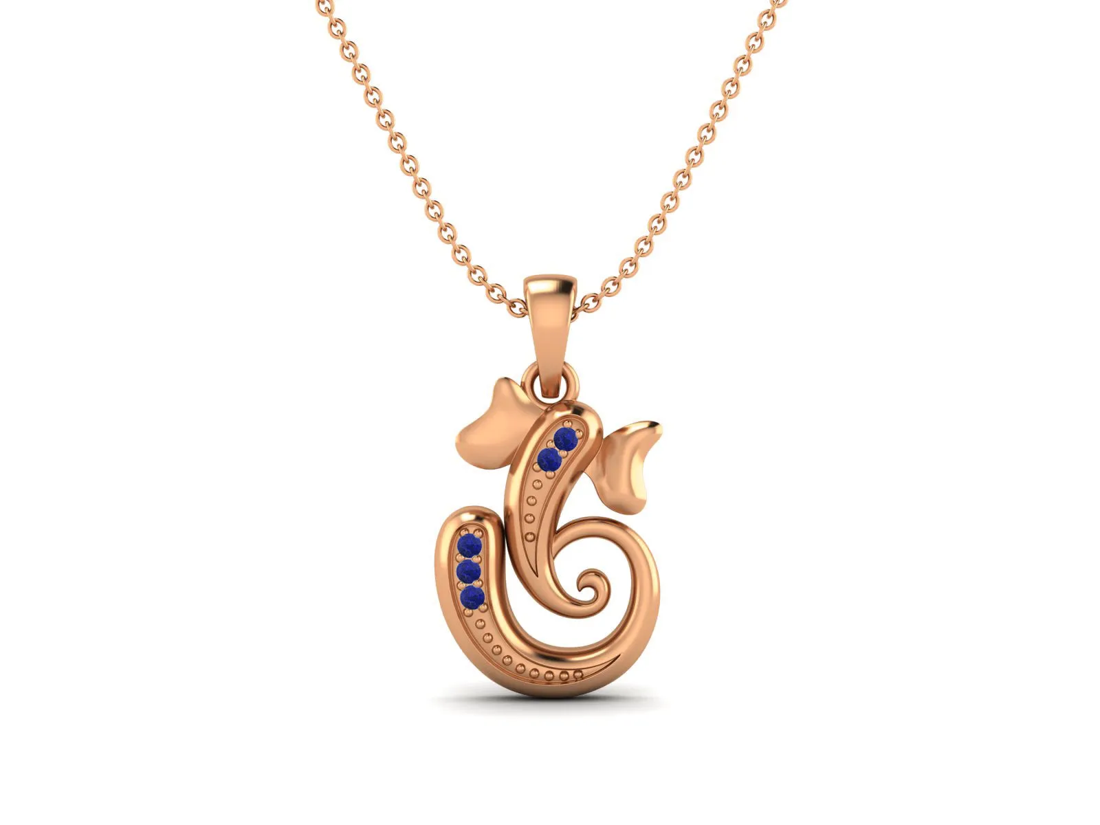 925 Sterling Silver Round Lapis Hindu Religious Ganesh Necklace Men Women Necklace Pendant