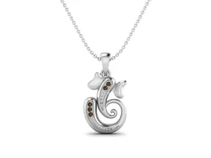 925 Sterling Silver Round Smoky Quartz Hindu Religious Ganesh Necklace Men Women Necklace Pendant