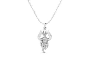925 Sterling Silver Trishul Hindu Religious Mahadeva, Shiva Symbols, Bholenath, Necklace