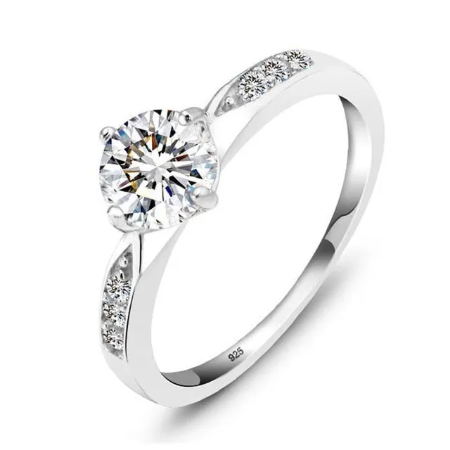 925 Sterling Silver Wedding Promise Rings for Women – Classic Bridesmaid Gifts – Cubic Zirconia Fashion Jewelry