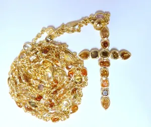 9.50ct Natural Multicolored Fancy Color Diamonds Cross Yard Necklace 14kt Rosary