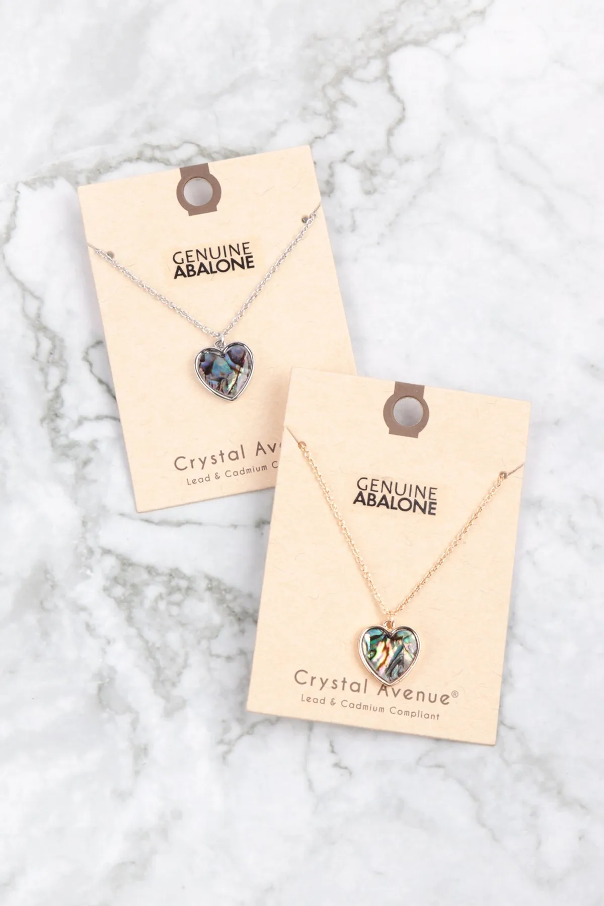 ABALONE HEART CHARM PENDANT NECKLACE