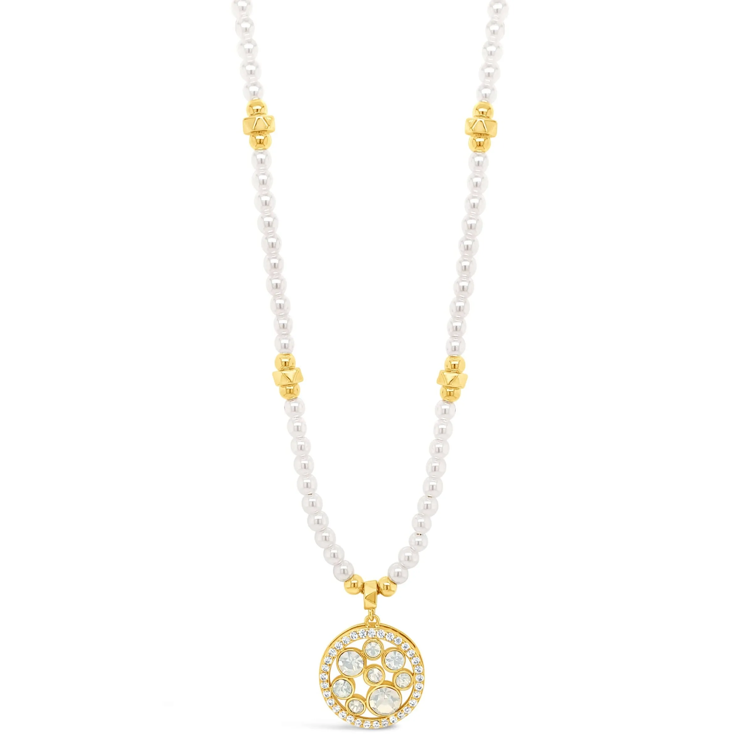 Absolute Gold & Pearl Beaded Opal Design Pendant Necklace