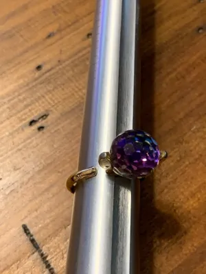 Adjustable Costume Ring w/Prismatic Crystal Stone:  Prismatic Angel Ring