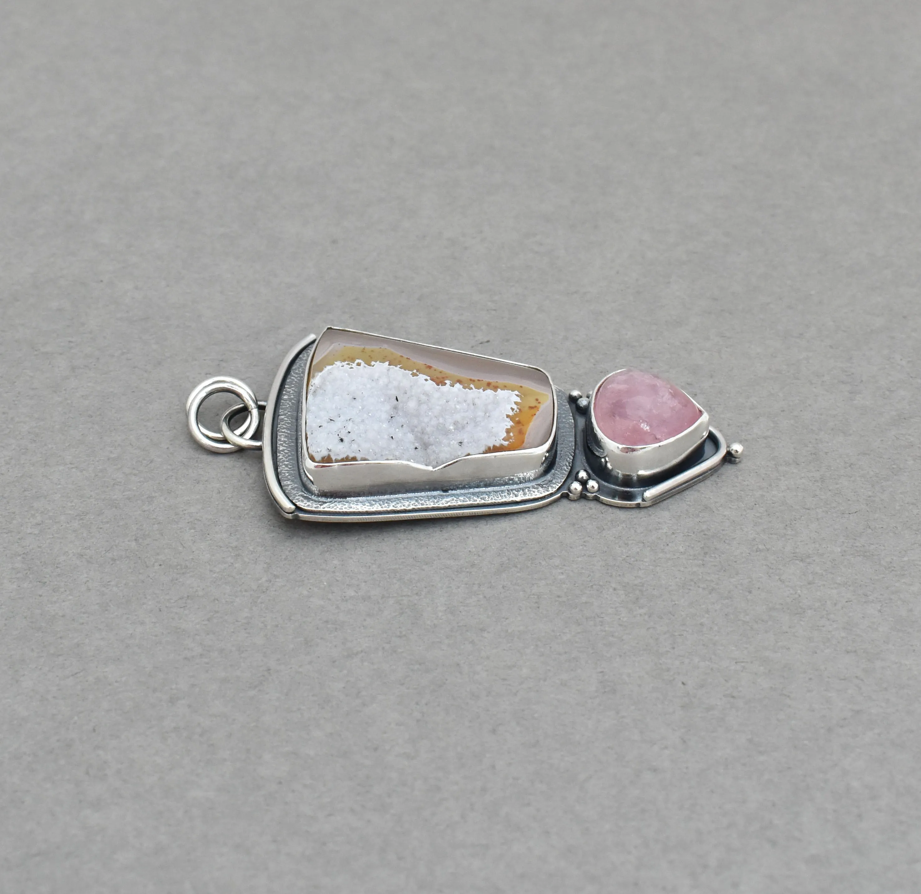 Agua Nueva Agate with Natural Druzy and Morganite Pendant.