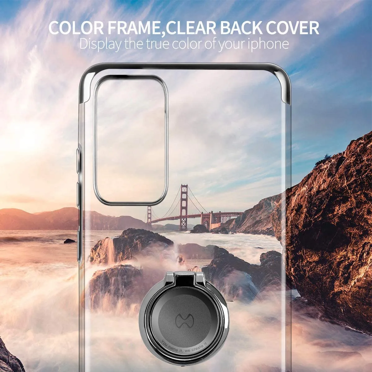 AICase Clear Slim Thin Case with Kickstand Ring Holder for Samsung Galaxy Note 20