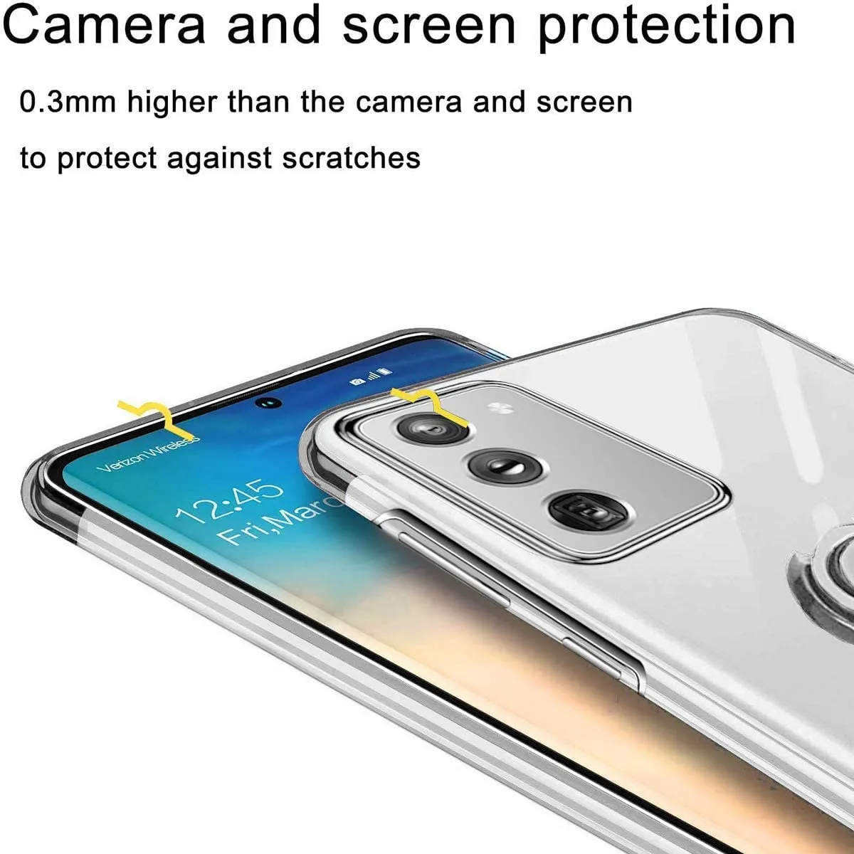 AICase Clear Slim Thin Case with Kickstand Ring Holder for Samsung Galaxy Note 20