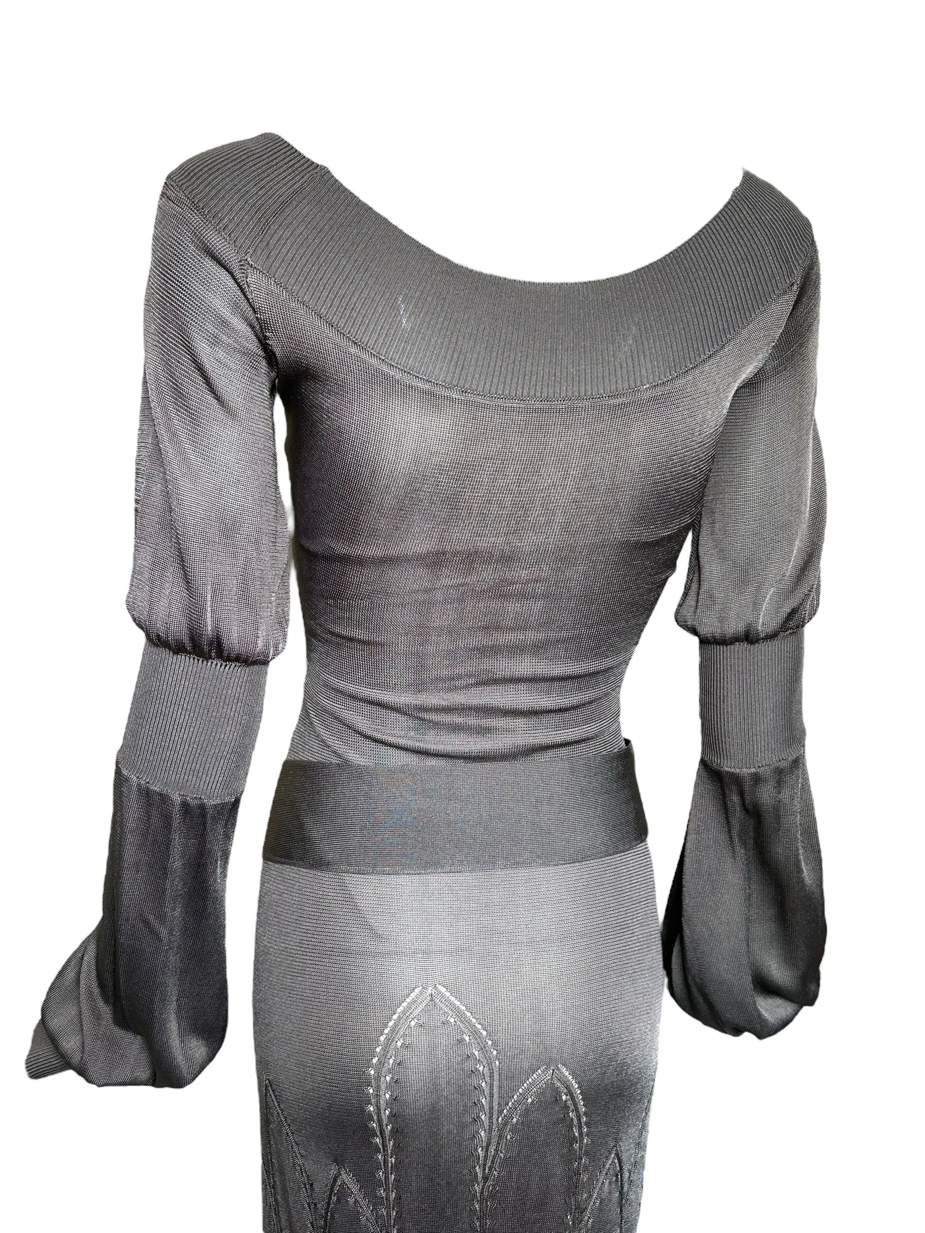 Alexander McQueen 2004 F/W "Pantheon Ad Lucem" Runway Knit Grey Gown with Sash