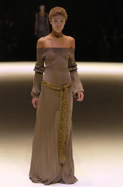 Alexander McQueen 2004 F/W "Pantheon Ad Lucem" Runway Knit Grey Gown with Sash