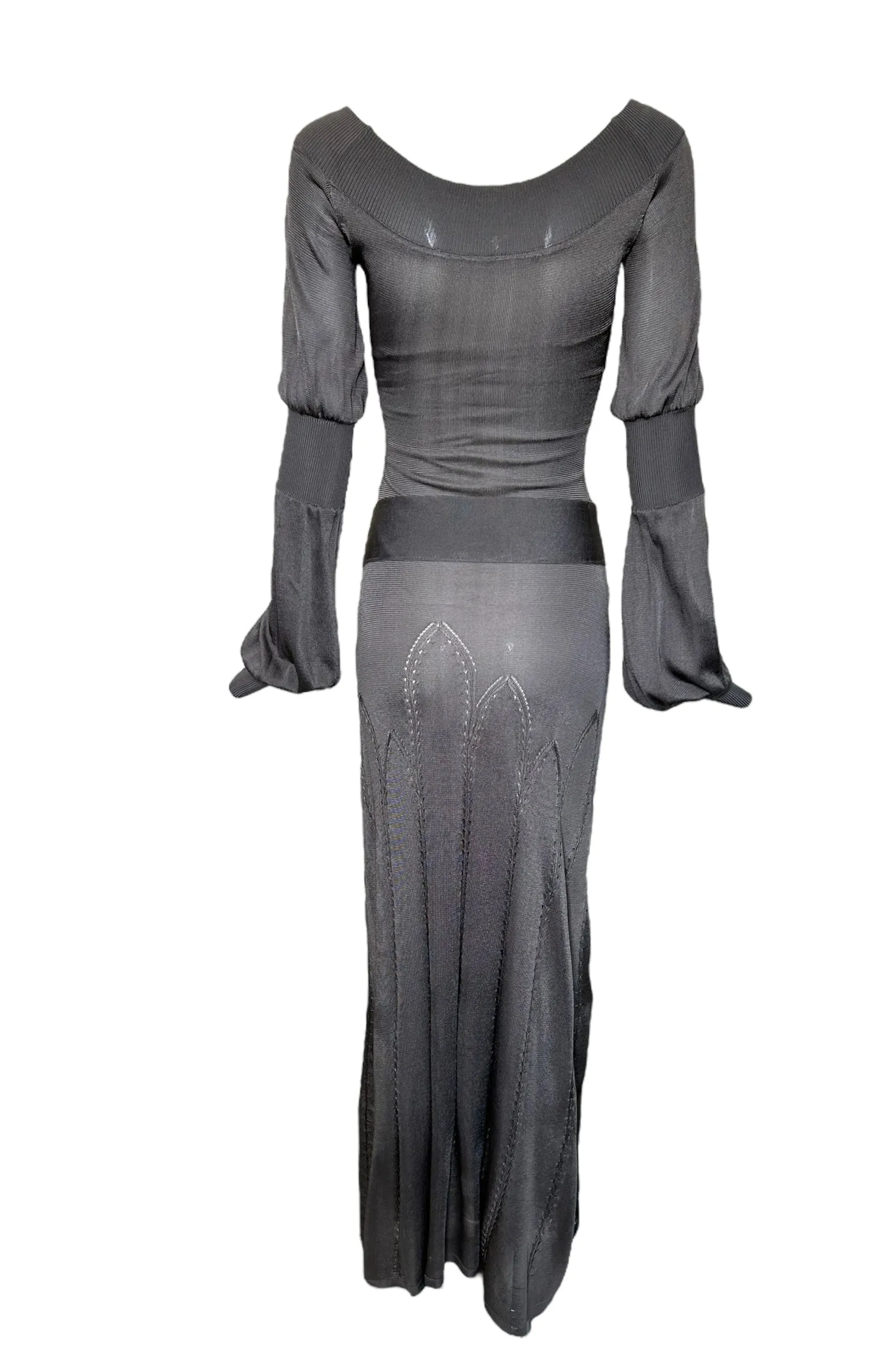 Alexander McQueen 2004 F/W "Pantheon Ad Lucem" Runway Knit Grey Gown with Sash