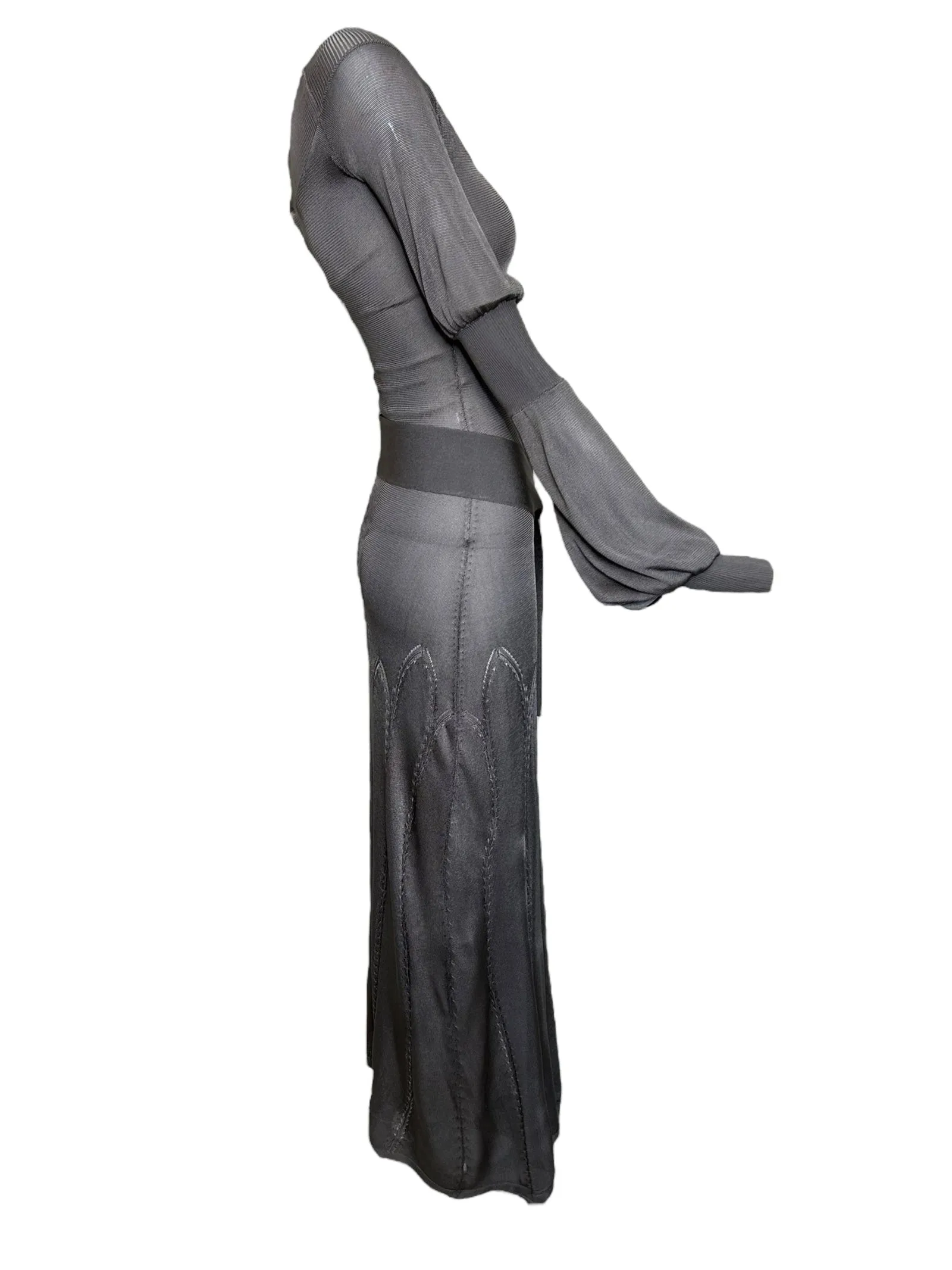 Alexander McQueen 2004 F/W "Pantheon Ad Lucem" Runway Knit Grey Gown with Sash
