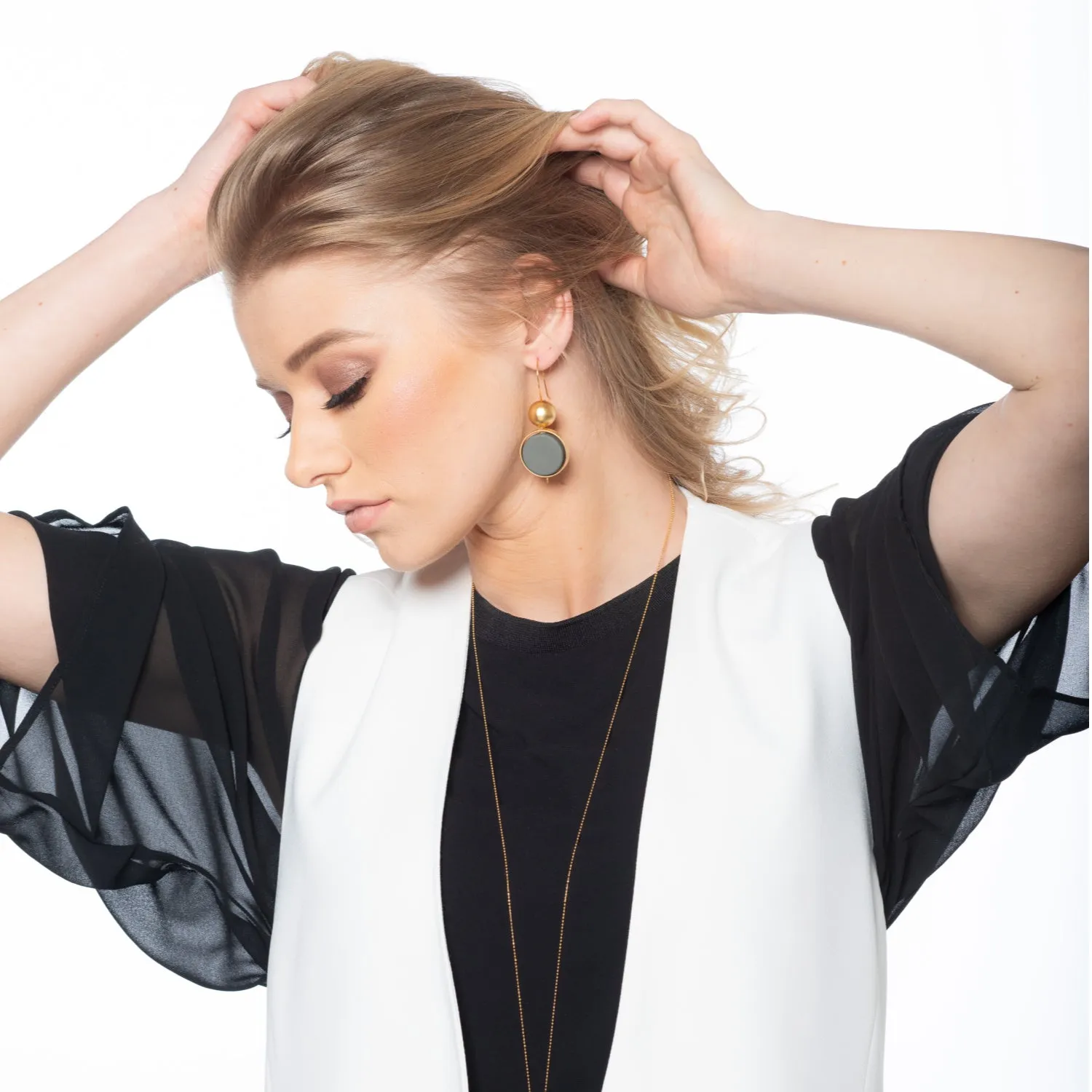 Alice 24K Gold & Gray Earrings