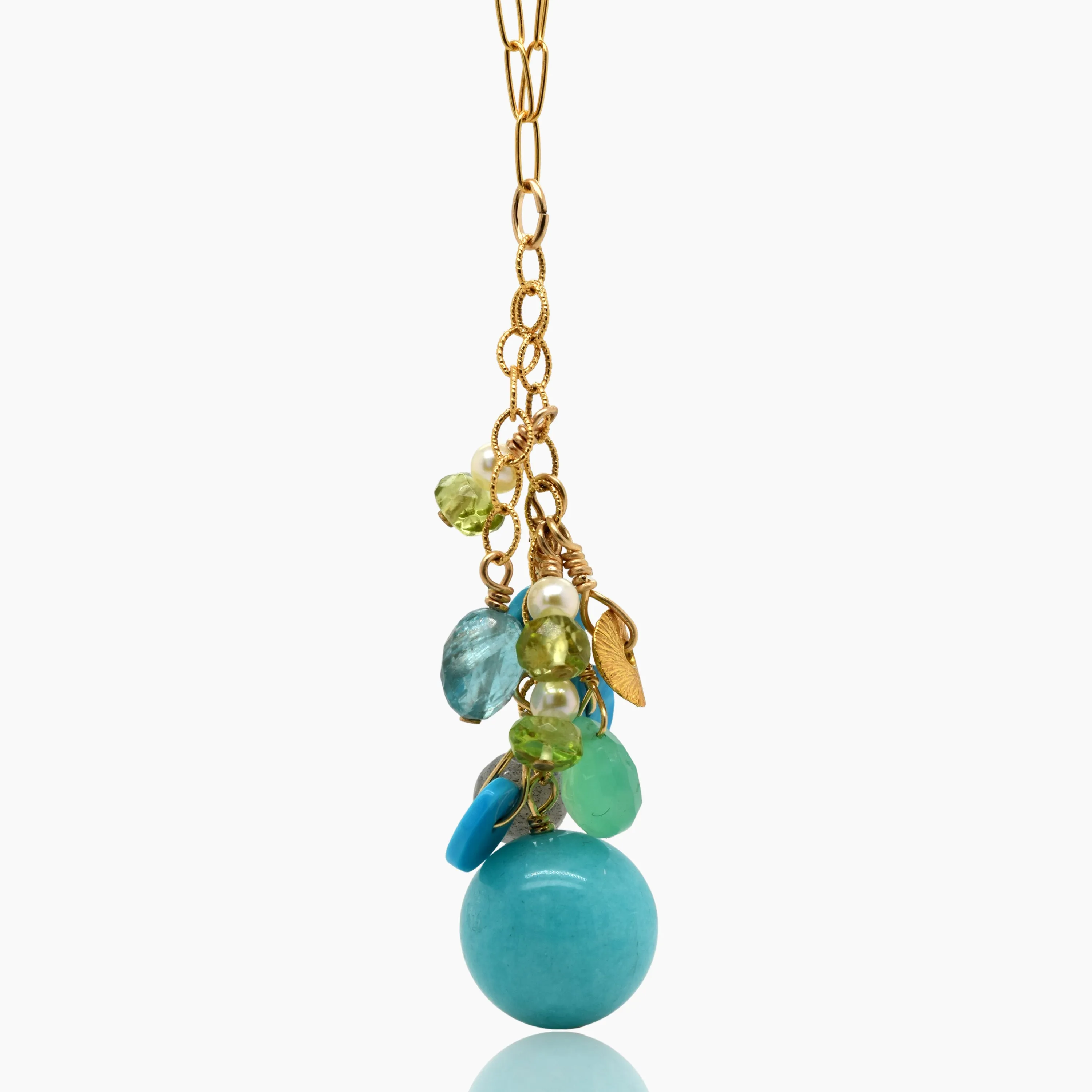 Amazonite Blues Colorblock Dangly Necklace