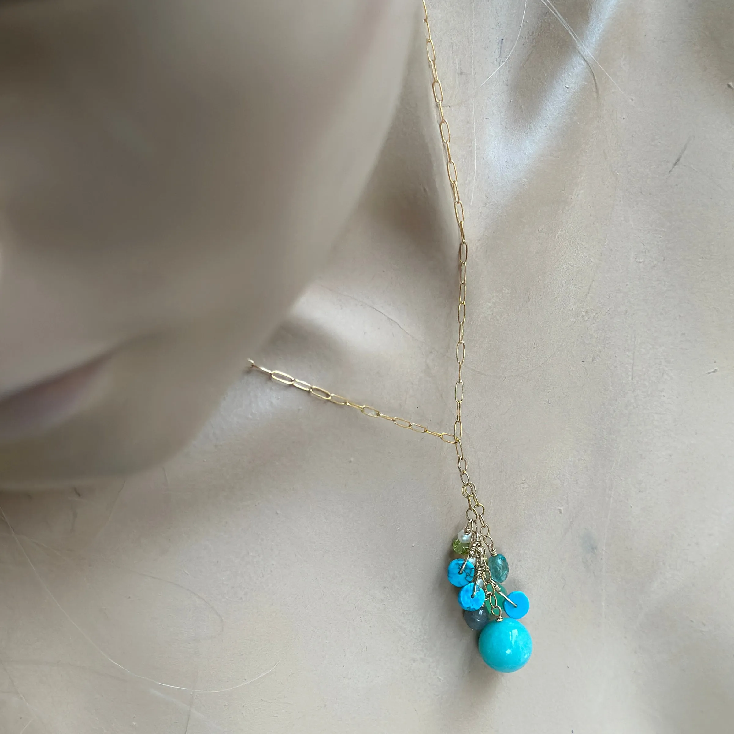 Amazonite Blues Colorblock Dangly Necklace