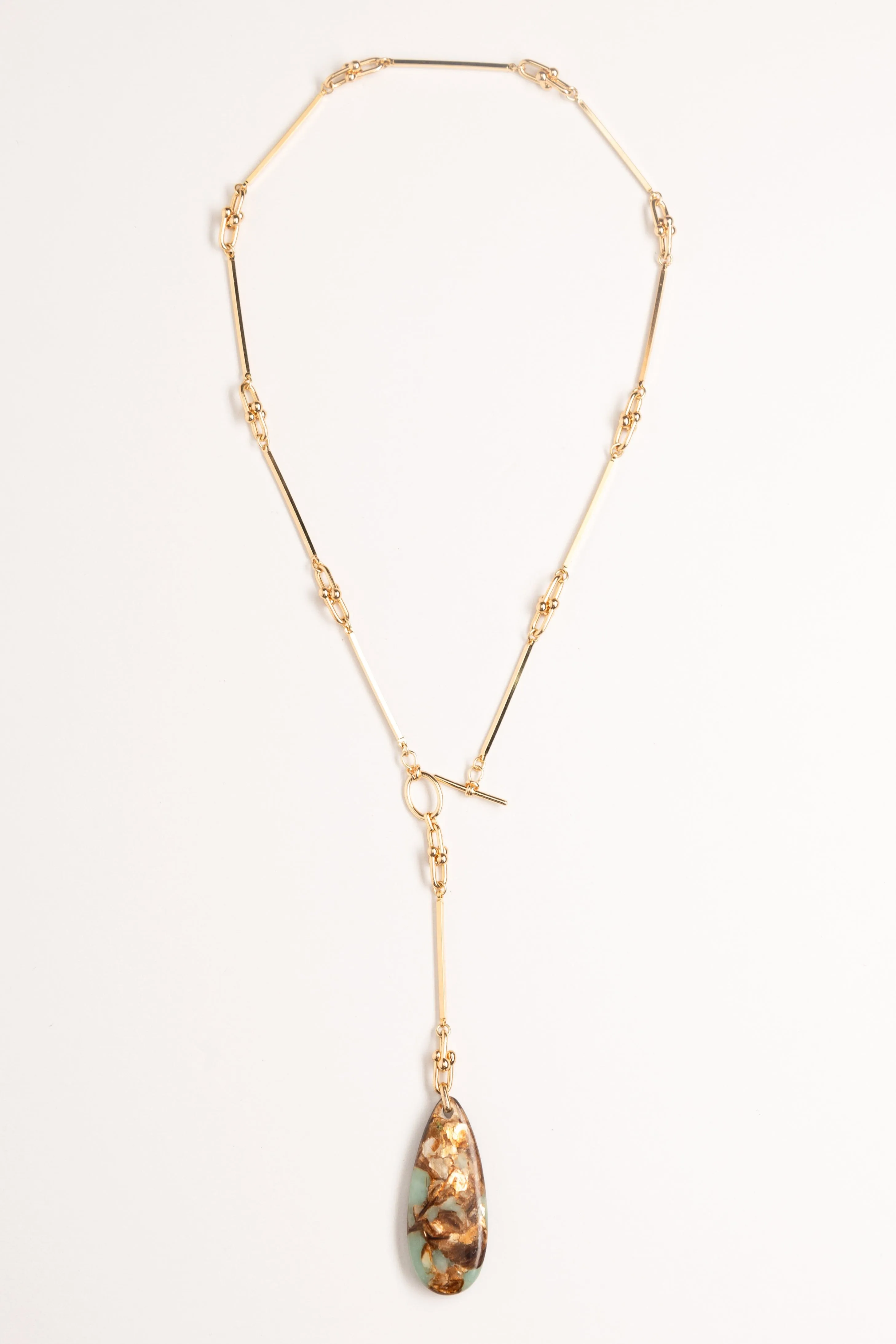 Amazonite Stone Pendant Lariat Necklace