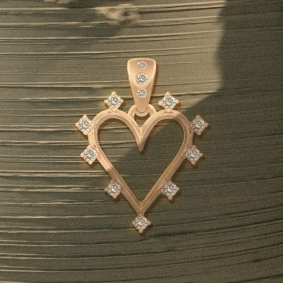 Angel Halo Heart Charm, Champagne Diamond