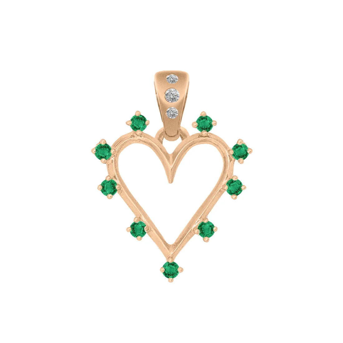 Angel Halo Heart Charm, Emerald