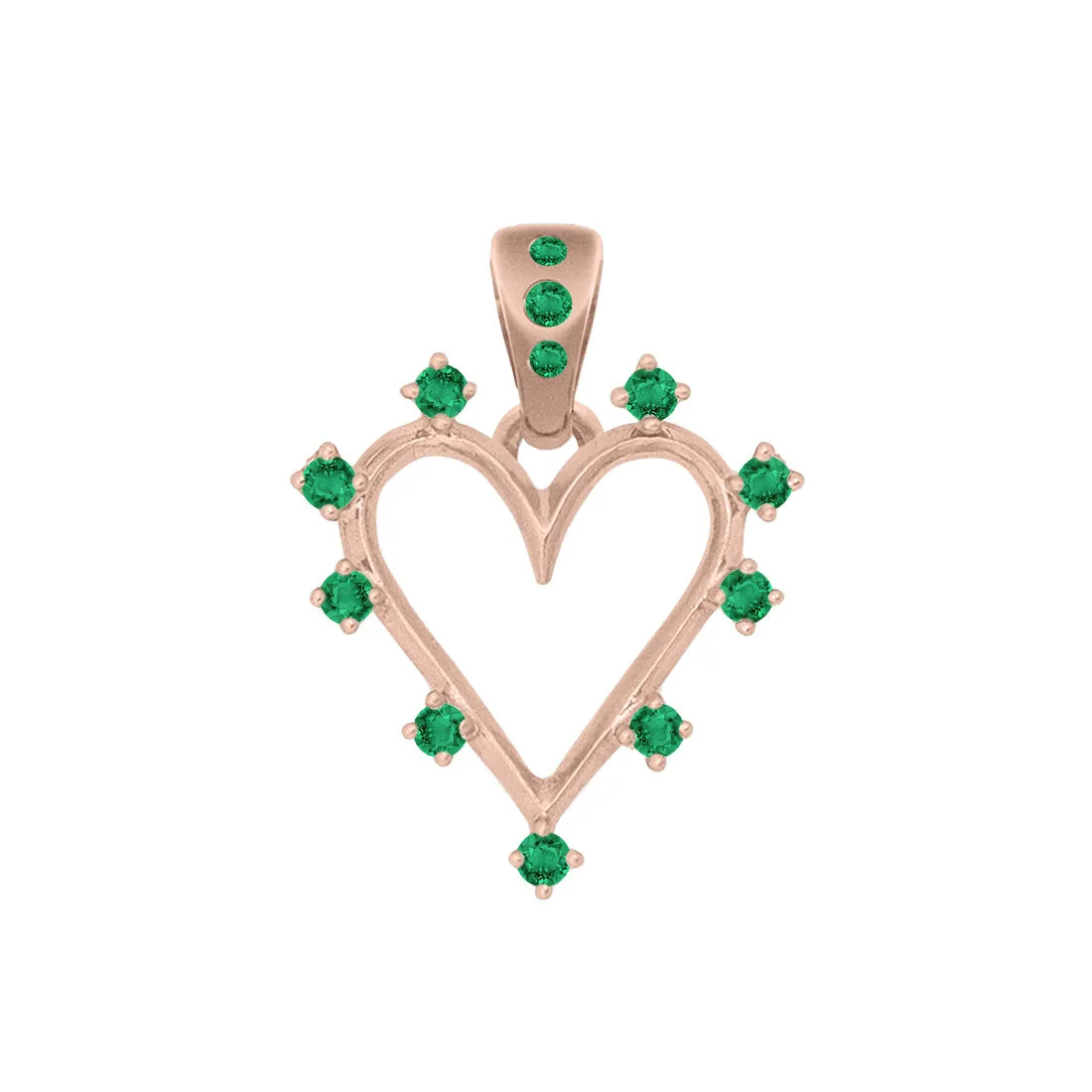 Angel Halo Heart Charm, Emerald