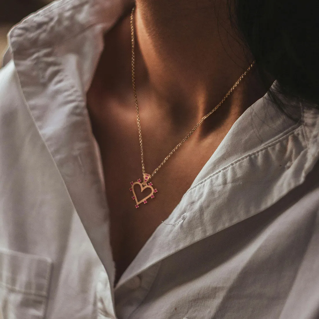 Angel Halo Heart Charm, Tourmaline