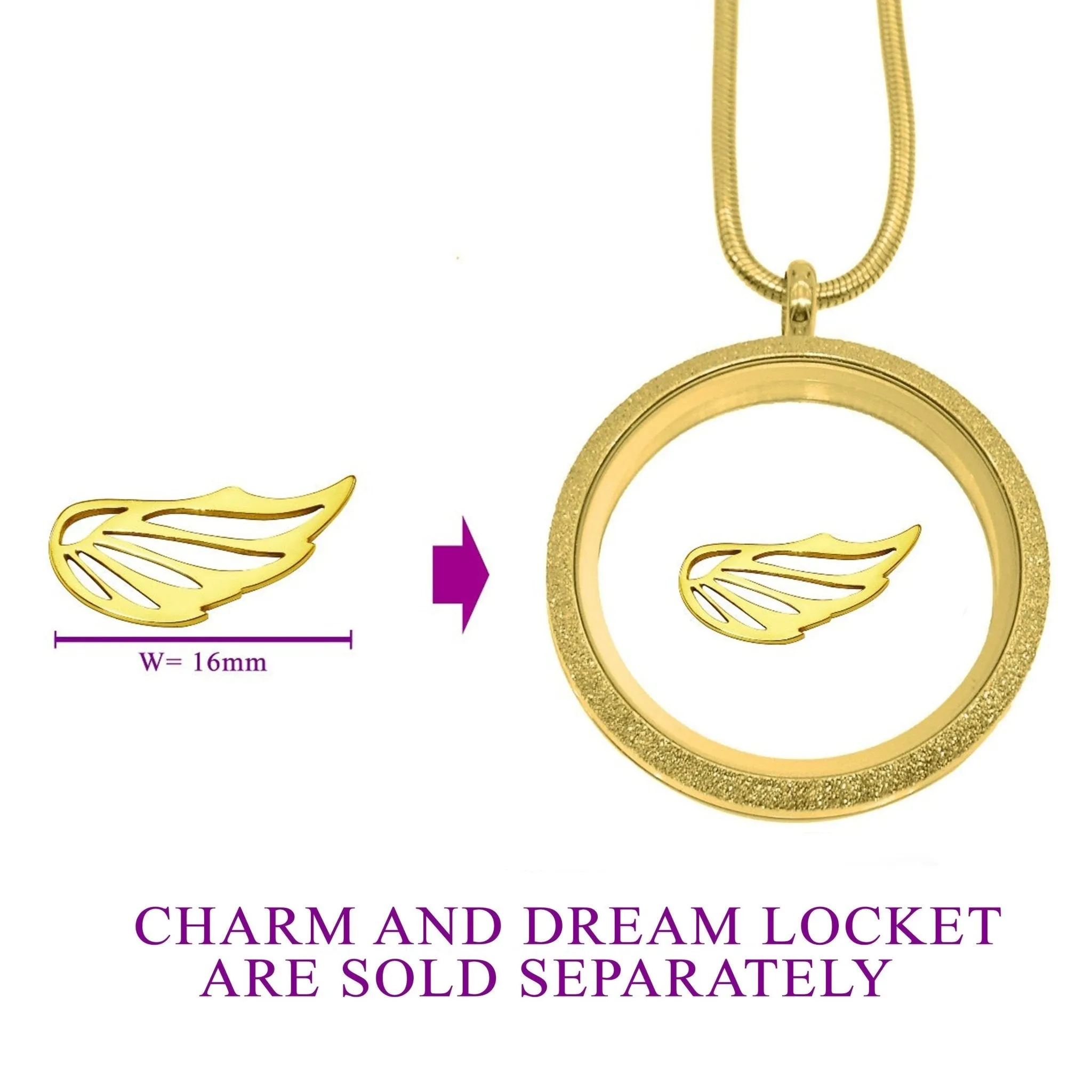 Angel Wing Charm For Dream Locket Bracelet or Necklace