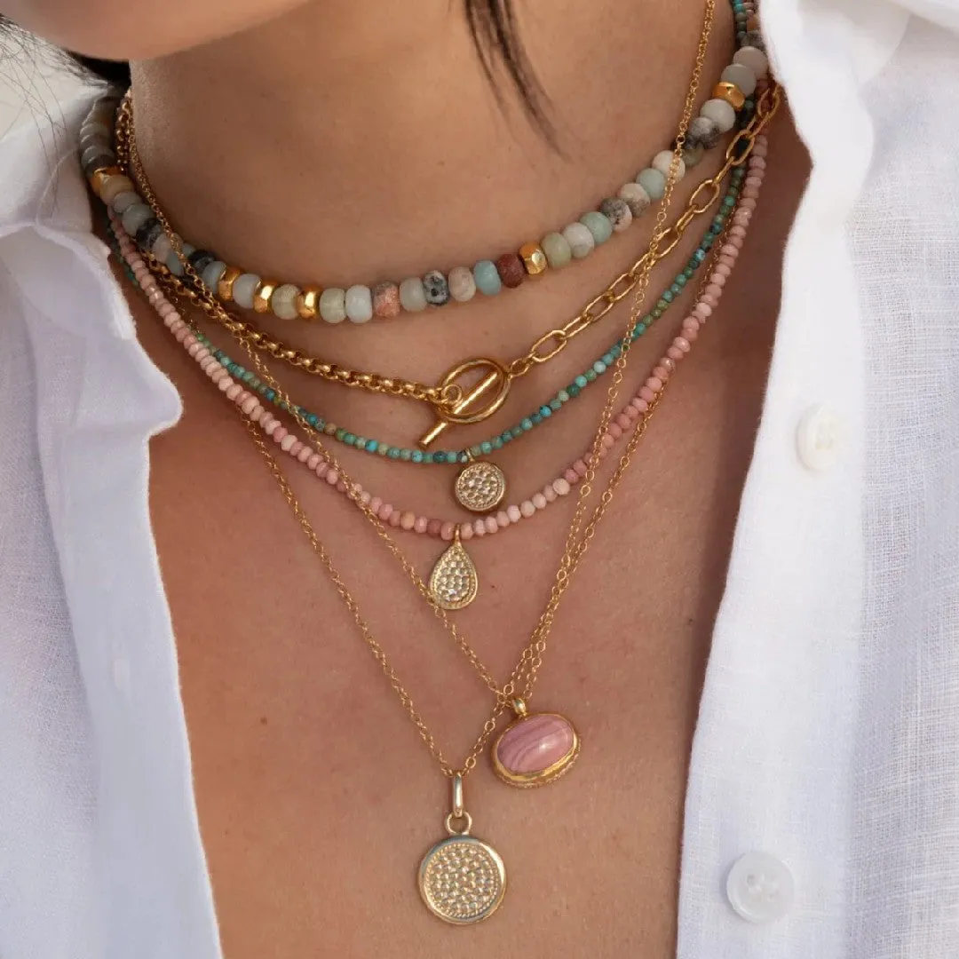 Anna Beck Beaded Pink Opal Drop Pendant Necklace