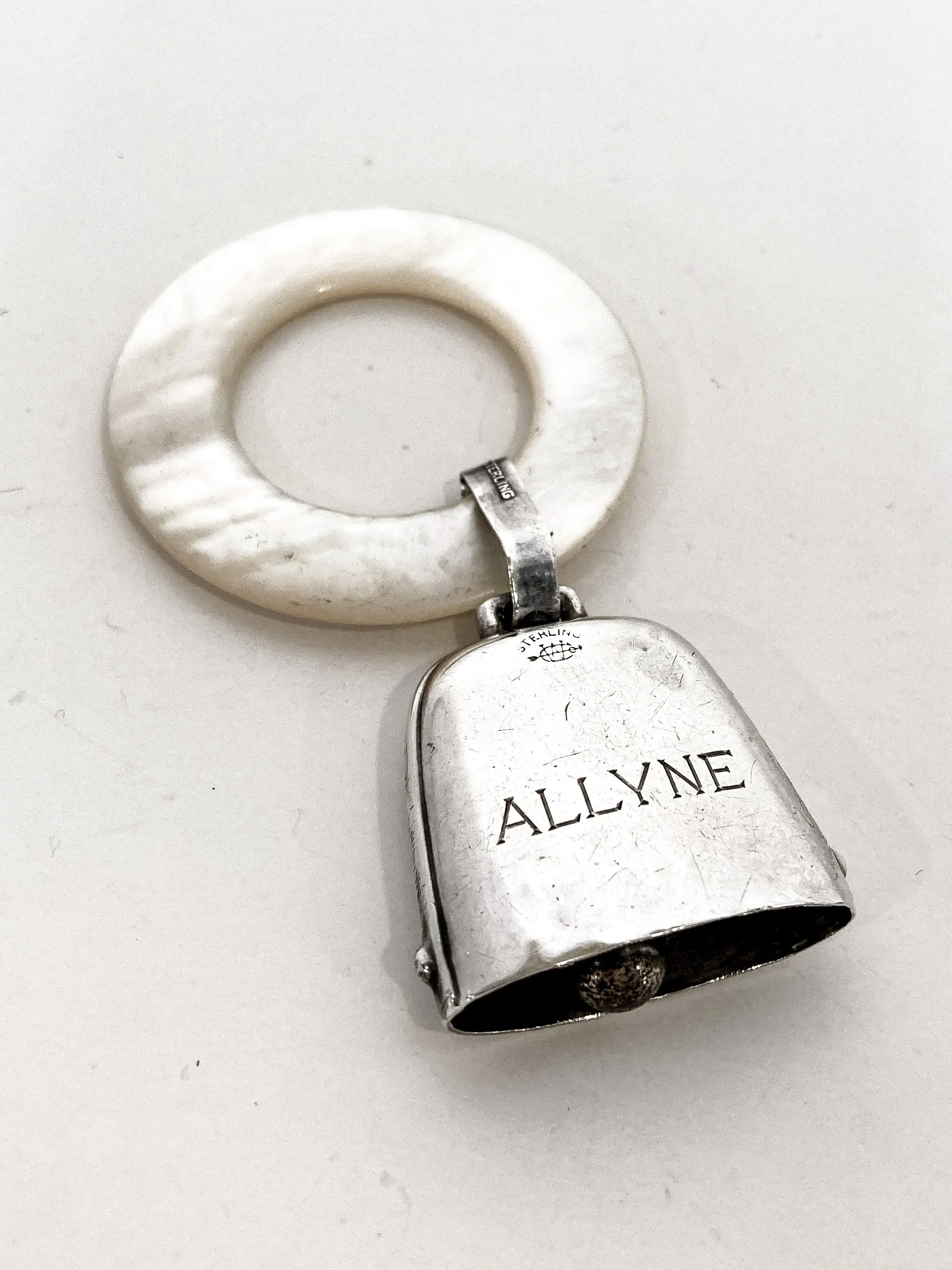 Antique 1926 Sterling Silver June 22 Baby Birth Record Bell Ornament