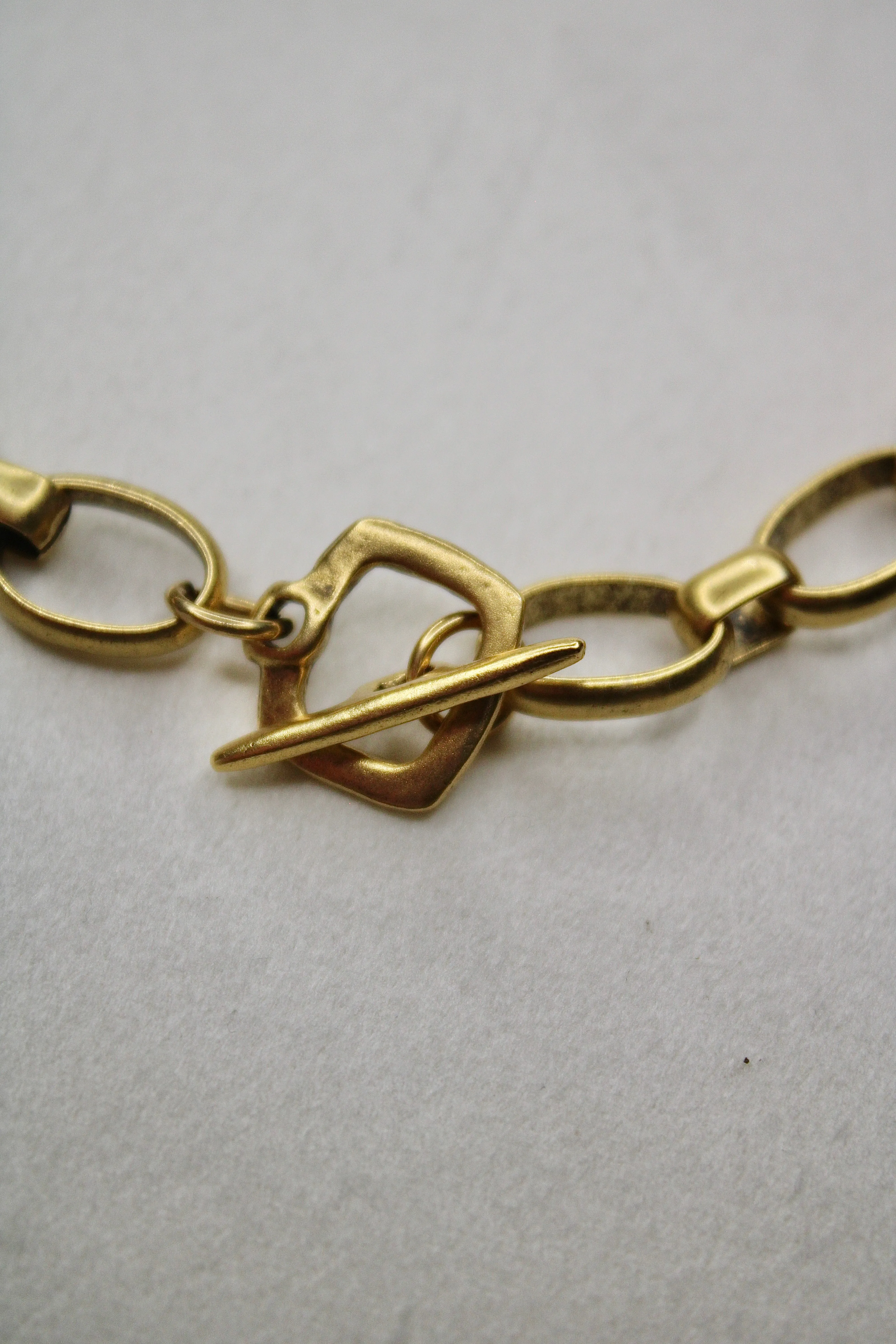 Antiqued Gold Chunky Puff Heart Necklace