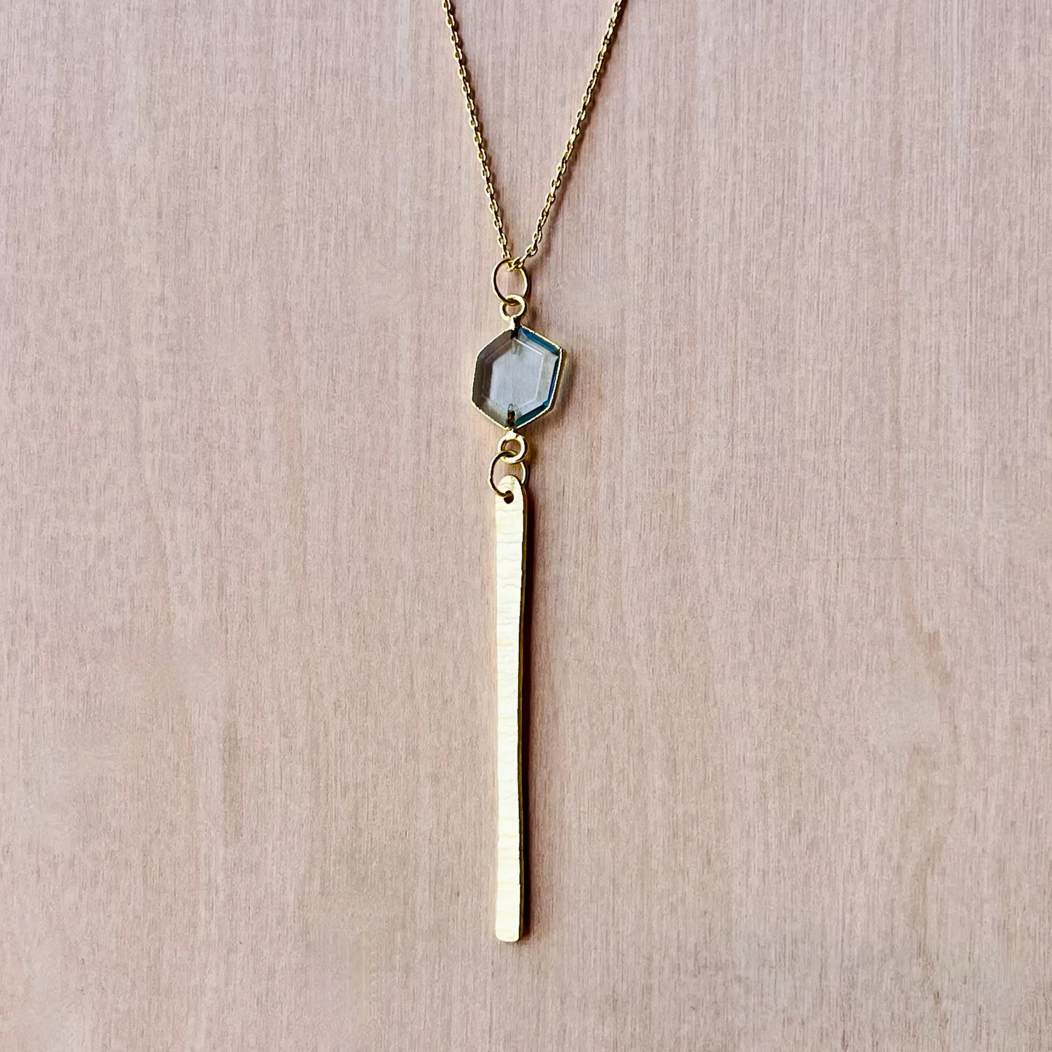 Aqua Blue Topaz Diamond Drop Necklace - Gold