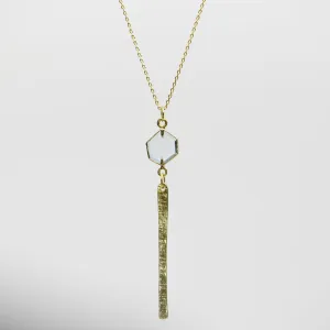 Aqua Blue Topaz Diamond Drop Necklace - Gold