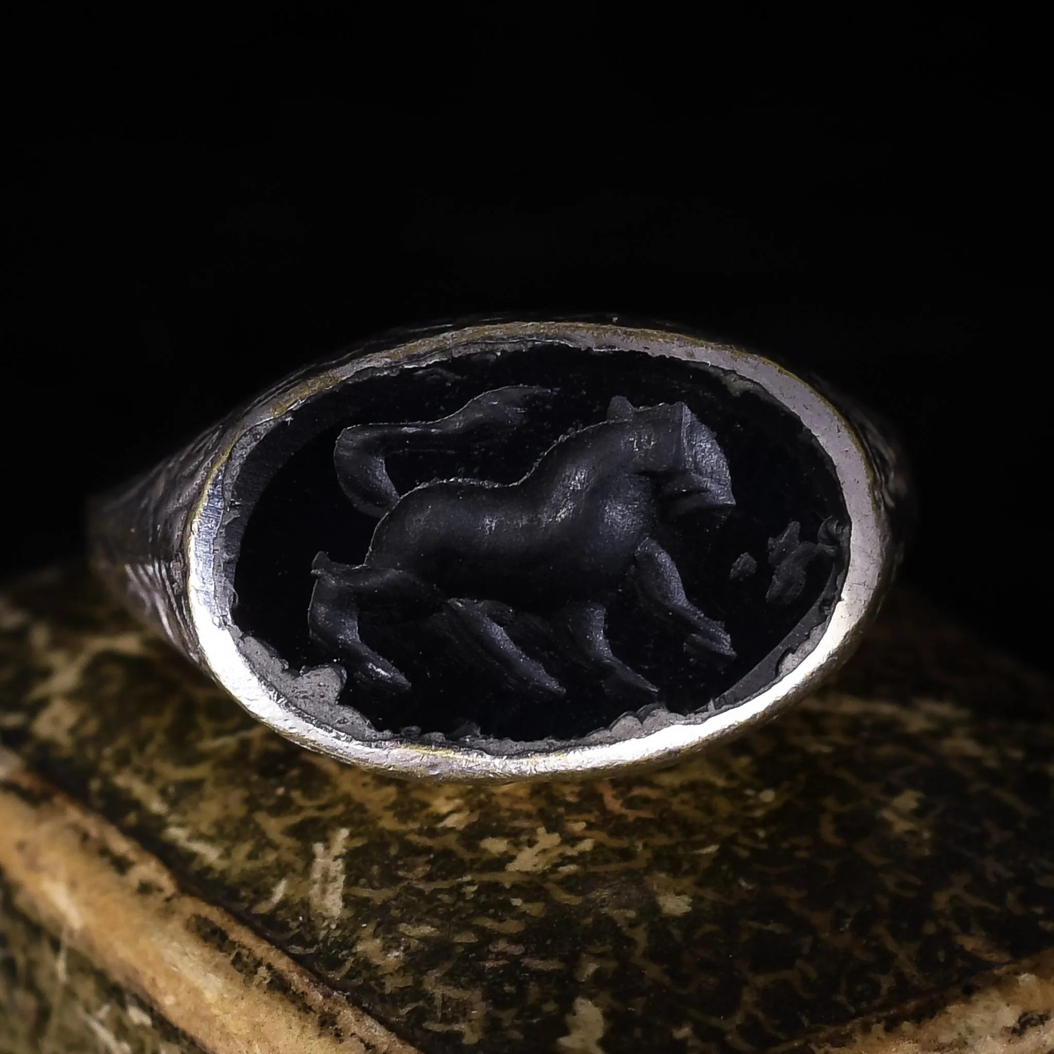 Art Deco Tiger Intaglio Signet Ring