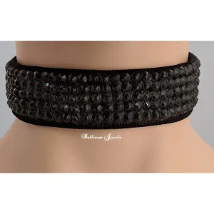 Ballroom Choker 1 inch - Jet Black crystals