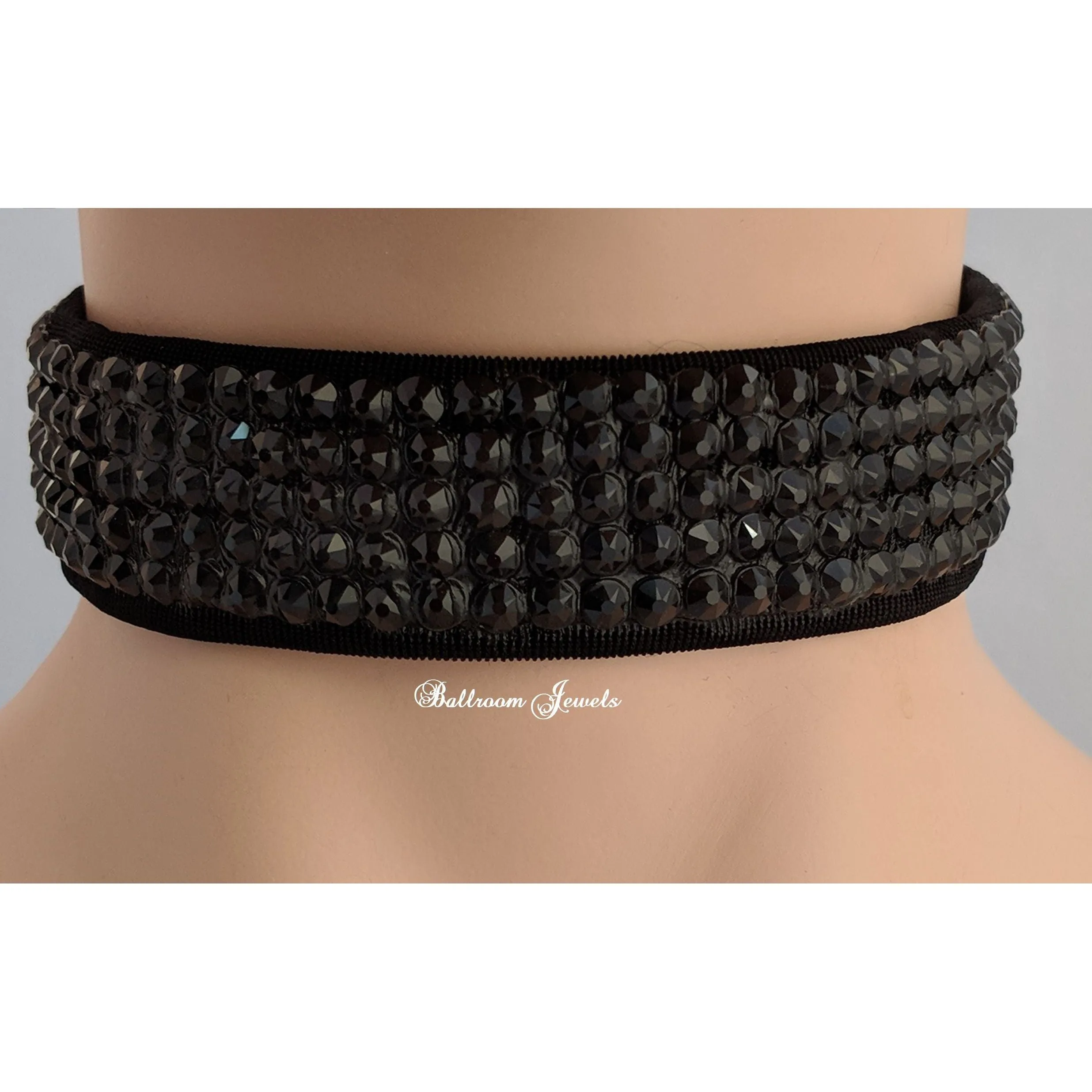 Ballroom Choker 1 inch - Jet Black crystals