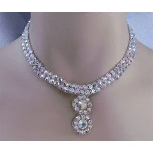 Ballroom necklace Crystal Double Circle