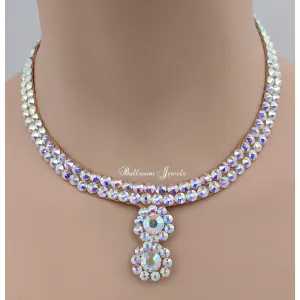Ballroom necklace Crystal Double Circle