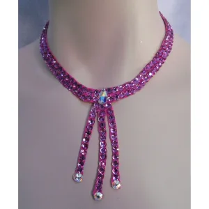 Ballroom necklace three drop - Fuchsia